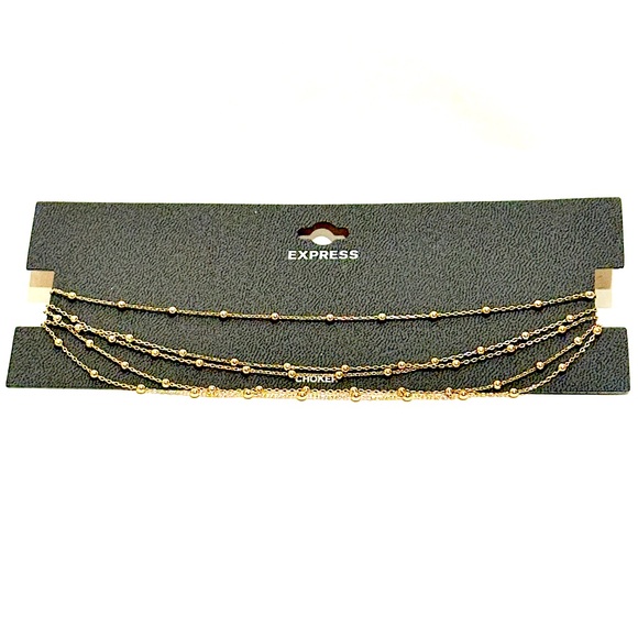 EXPRESS Delicate Layered Gold Beaded Choker Necklace | NWT - Picture 6 of 9